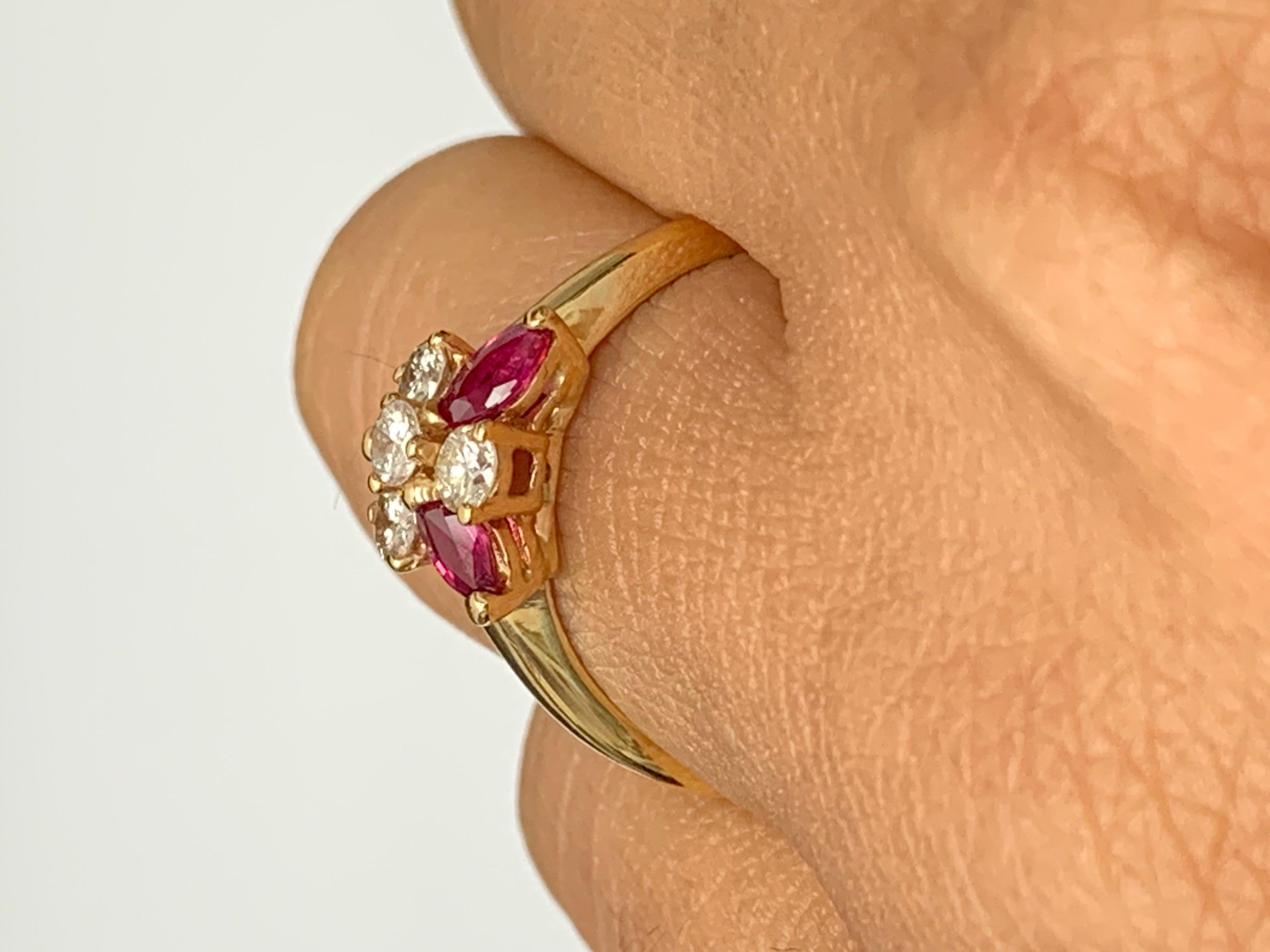 0.39 Carat Brilliant Cut Ruby and Diamond Ring in 14K Yellow Gold In New Condition For Sale In NEW YORK, NY