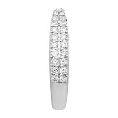 0.40 Carat Double Row Diamond Huggie Earrings 18K White Gold