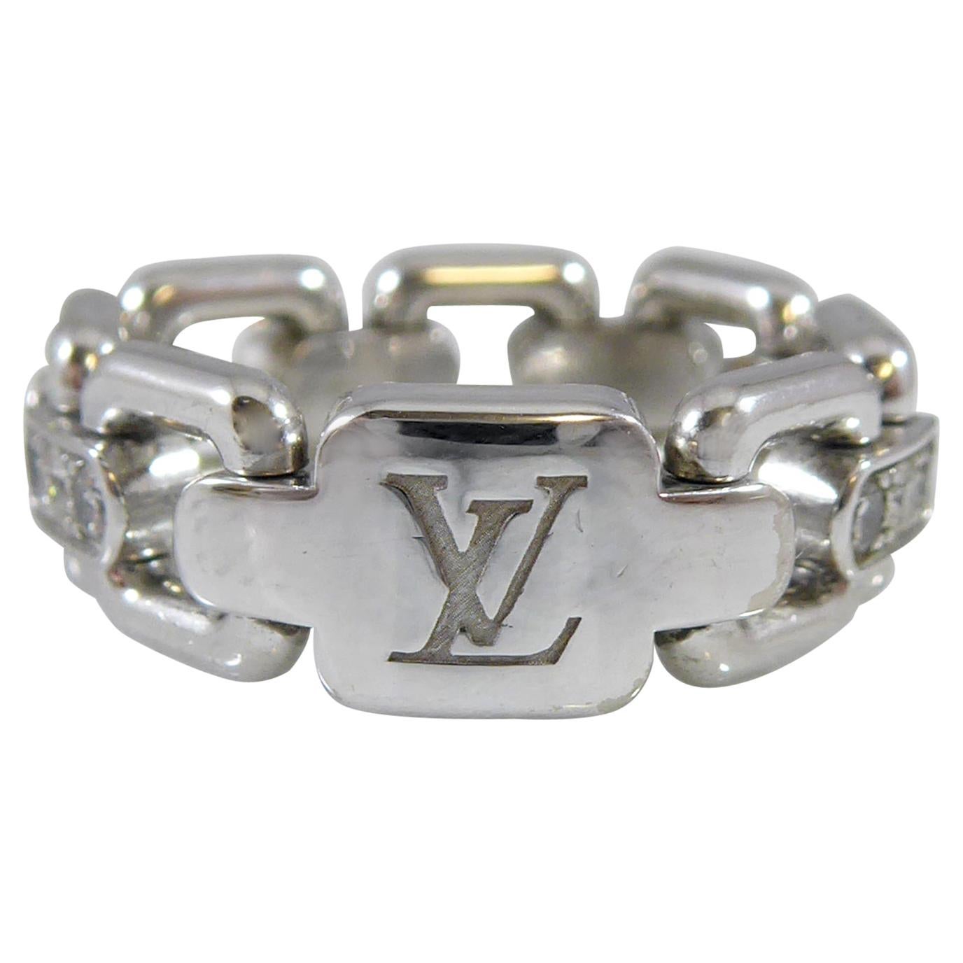0.39 Carat Louis Vuitton Diamond and White Gold Ring, Flexible Cable Links