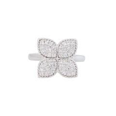 0.39 Carat Pave Diamond Clover Ring 14 Karat In Stock