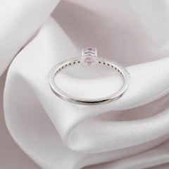 0.39 Carat Pink Sapphire 0.12 Ct SI/H Diamond Ring 10 Karat White Gold Jewelry