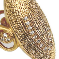 0.39 Carat Rose-Cut Diamonds Oval Ring in 20K Yellow Gold