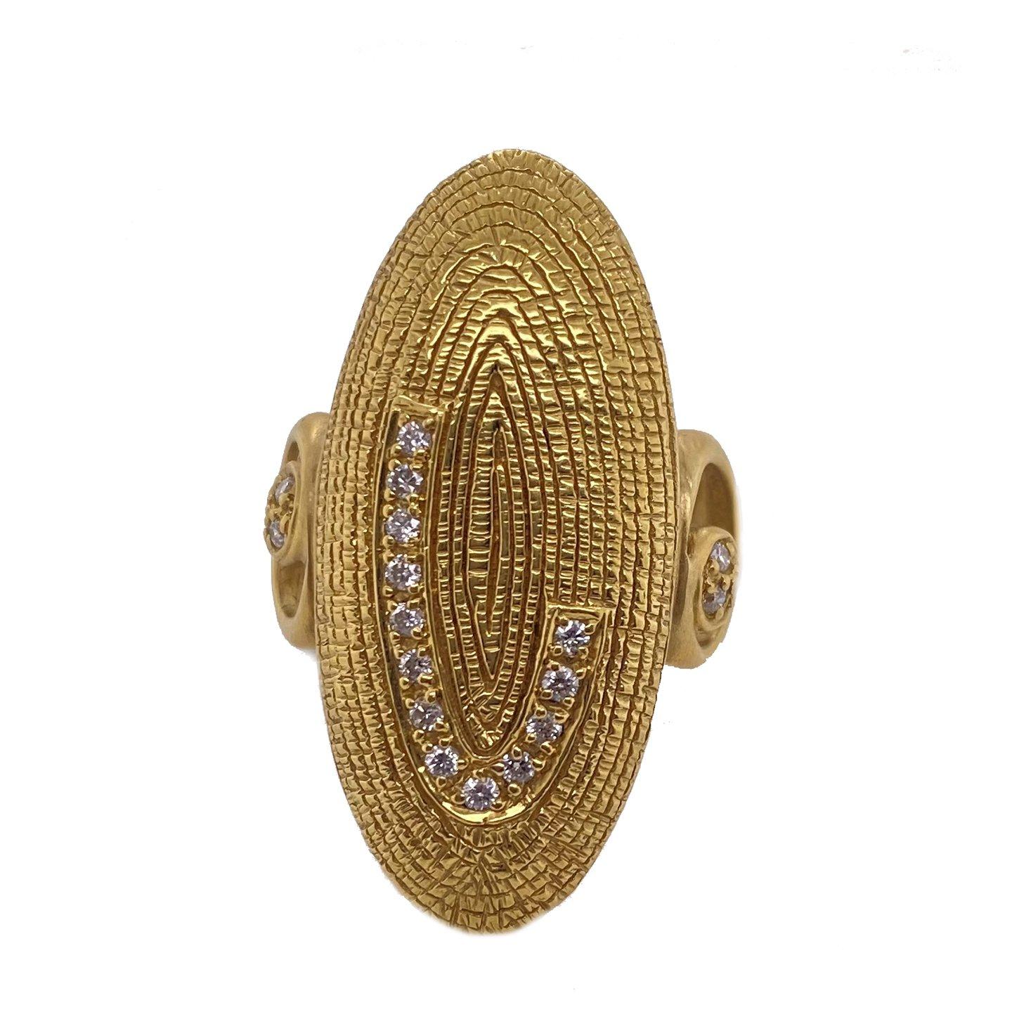 Ovaler Ring mit 0,39 Karat Diamanten im Rosenschliff aus 20 Karat Gelbgold (Zeitgenössisch) im Angebot