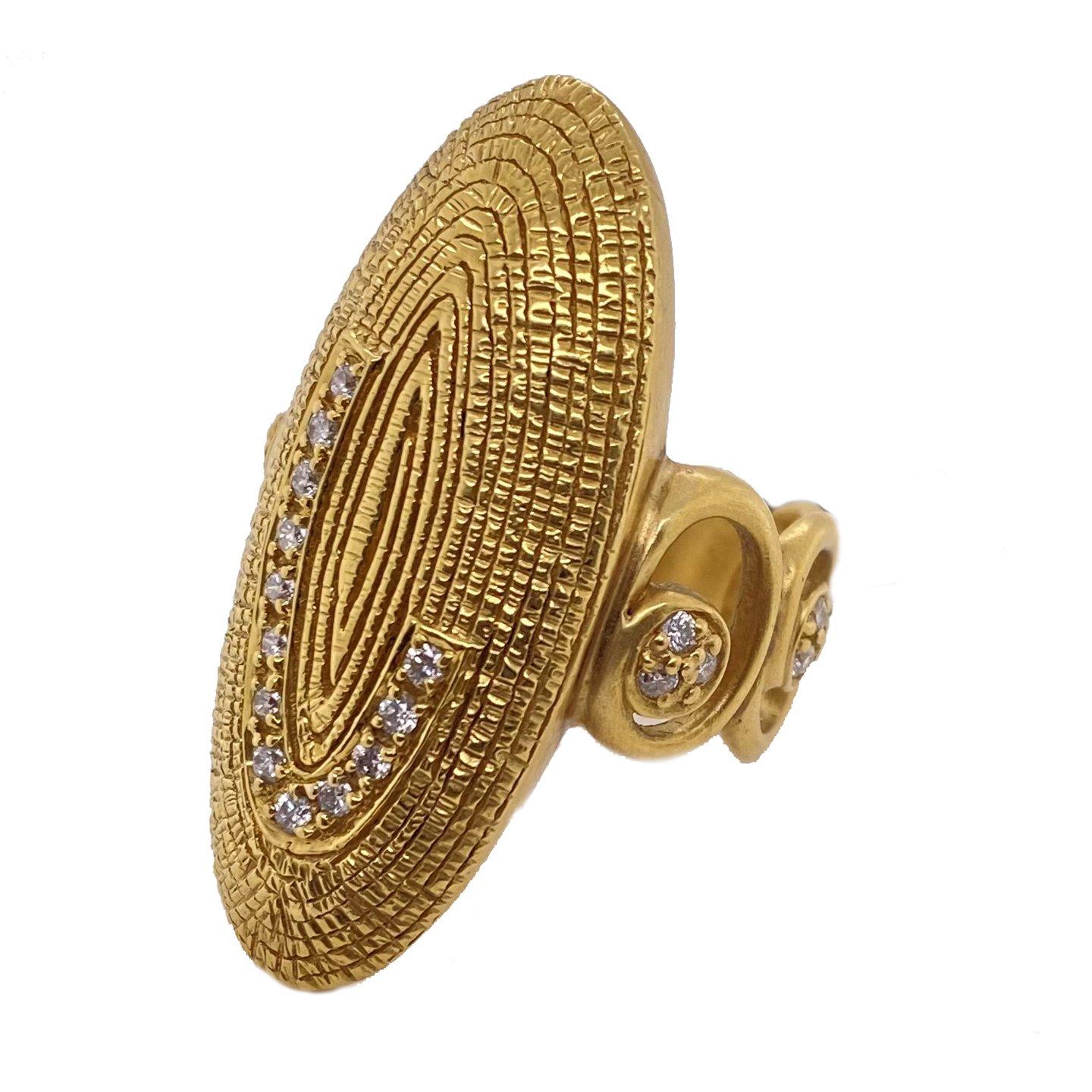 Ovaler Ring mit 0,39 Karat Diamanten im Rosenschliff aus 20 Karat Gelbgold im Zustand „Neu“ im Angebot in Secaucus, NJ