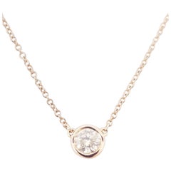 0.41 Carat Single Station Diamond by The Yard Necklace 14 Karat Rose Gold 18

