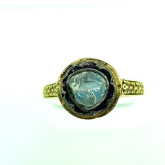 0.39 Carat Old Mine 'Polki Diamond' in Oxidized Sterling Silver, 14 Karat Gold