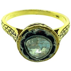 0.39 Carat Old Mine 'Polki Diamond' in Oxidized Sterling Silver, 14 Karat Gold