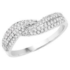 0.39 Ctw White Diamond Ring, White Diamond 14 Karat White Gold Ring