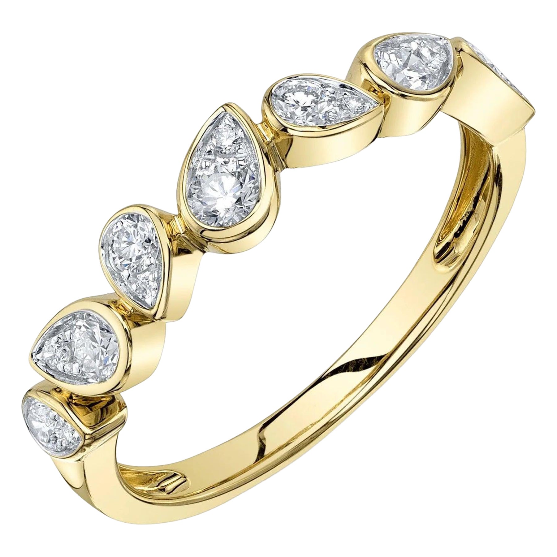 0.39ct Pear Shaped Diamond Bezel Set Ring