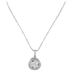 0.39ctw Diamond Cluster Interlocking Circles Pendant Necklace 14k White Gold 16"