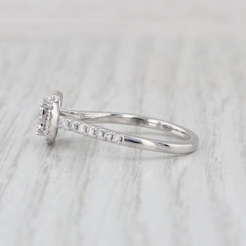 Femenino o masculino 0.39ctw Anillo de compromiso con halo de diamantes Oro blanco 14k Tamaño 7 Anillo catedral en venta
