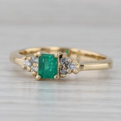 0.39ctw Emerald Cut Emerald Diamond Ring 14k Yellow Gold Size 5