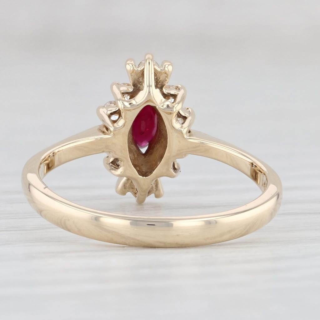 Women's 0.39ctw Marquise Ruby Diamond Halo Ring 14k Yellow Gold Size 7