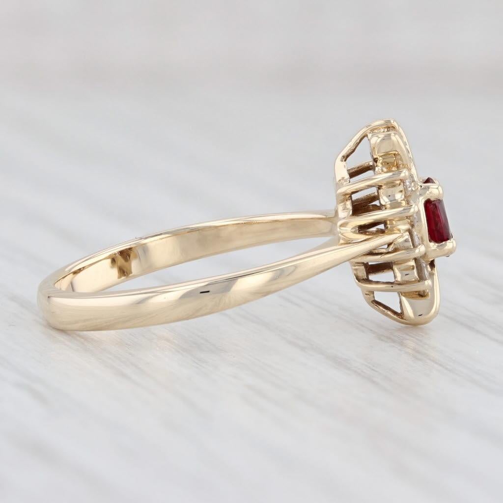 0.39ctw Marquise Ruby Diamond Halo Ring 14k Yellow Gold Size 7 1