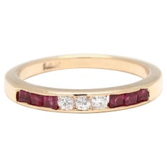 0.39ctw Ruby and Diamond Band Ring, 14k Yellow Gold, Ring Size 6.25
