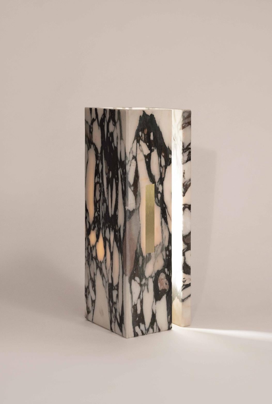 03C calcatta viola marble lamp by Marie Jeunet
Dimensions: H 40 x L 14.5 cm
Materials: Calcatta viola marble

A tribute collection to the exceptional stones that nature offers us, such as onyx or marble. Precious, semi-translucent materials with