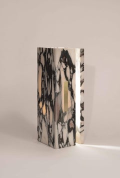 Unique Rectangular Prism Shape, Calcatta Viola Marble Lamp by Marie Jeunet