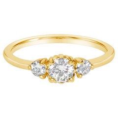 Bague en or jaune 14 carats avec diamants 0,3 carat