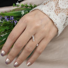 18K White Gold 0.30 Ct Pear Marquise Diamond Open Double Band Ring Gift