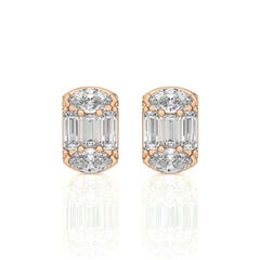 0.4 Carat Baguette Diamonds ETON style Stud Earrings in 18k Rose Gold