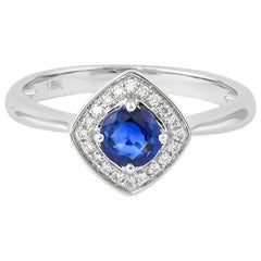 0.4 Carat Blue Sapphire and Diamond Ring in 18 Karat White Gold