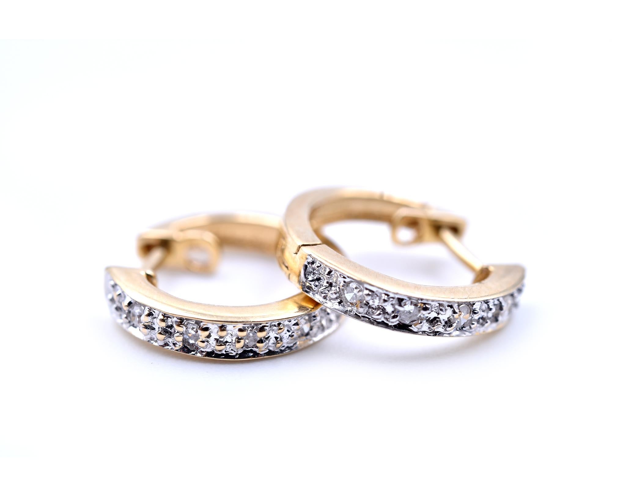 0.4 Carat Diamond 14 Karat Yellow Gold Huggie Earrings In Excellent Condition In Scottsdale, AZ