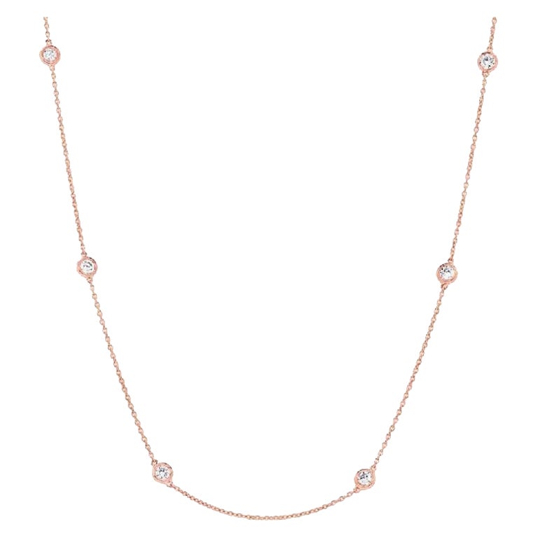 Collier croix en or rose 14 carats avec diamants de 0,4 carat