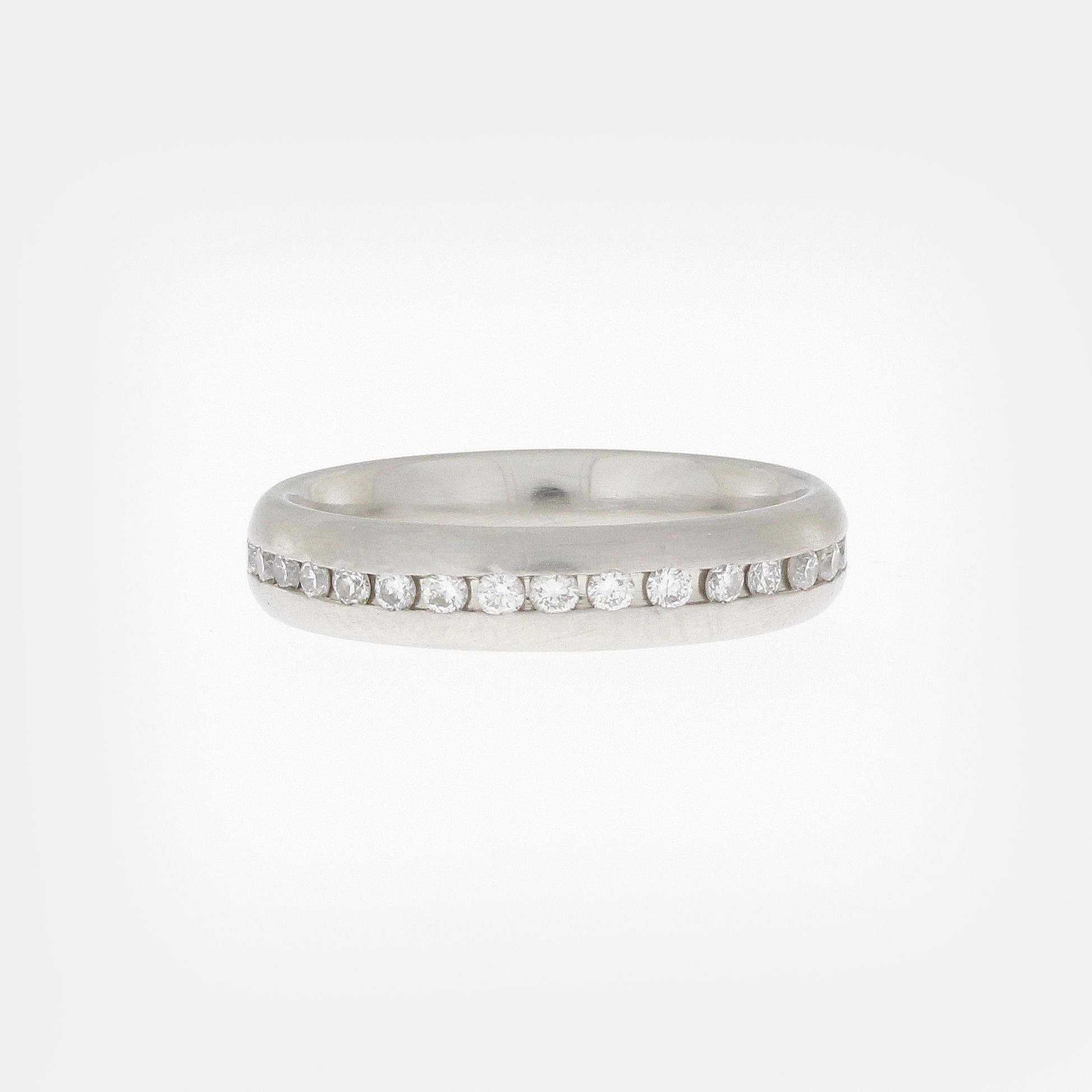 Contemporary 0.4 Carat Platinum Diamond Eternity Band Bridal Ring For Sale
