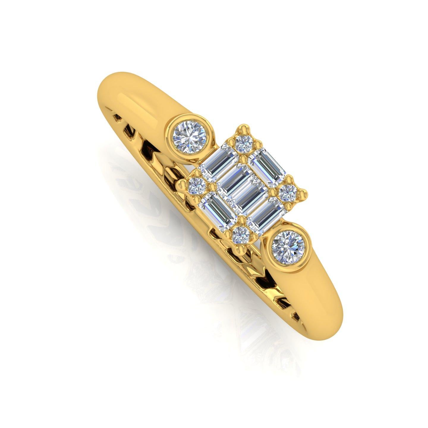 For Sale:  0.4 Carat SI Clarity HI Color Baguette Diamond Promise Ring 18 Karat Yellow Gold 2