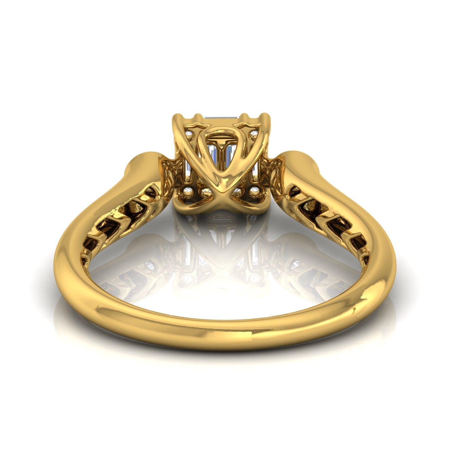 For Sale:  0.4 Carat SI Clarity HI Color Baguette Diamond Promise Ring 18 Karat Yellow Gold 3
