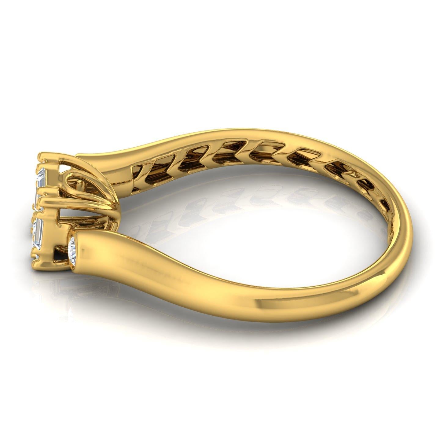 For Sale:  0.4 Carat SI Clarity HI Color Baguette Diamond Promise Ring 18 Karat Yellow Gold 4