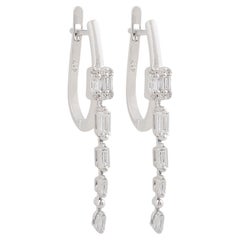 Orecchini di diamanti taglio brillante da 0,4 carati SI Clarity HI Color Oro bianco 10 carati