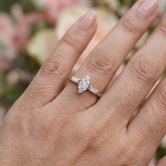 0.4 Carat SI Clarity HI Color Diamond Cluster Bridal Ring 18 Karat White Gold