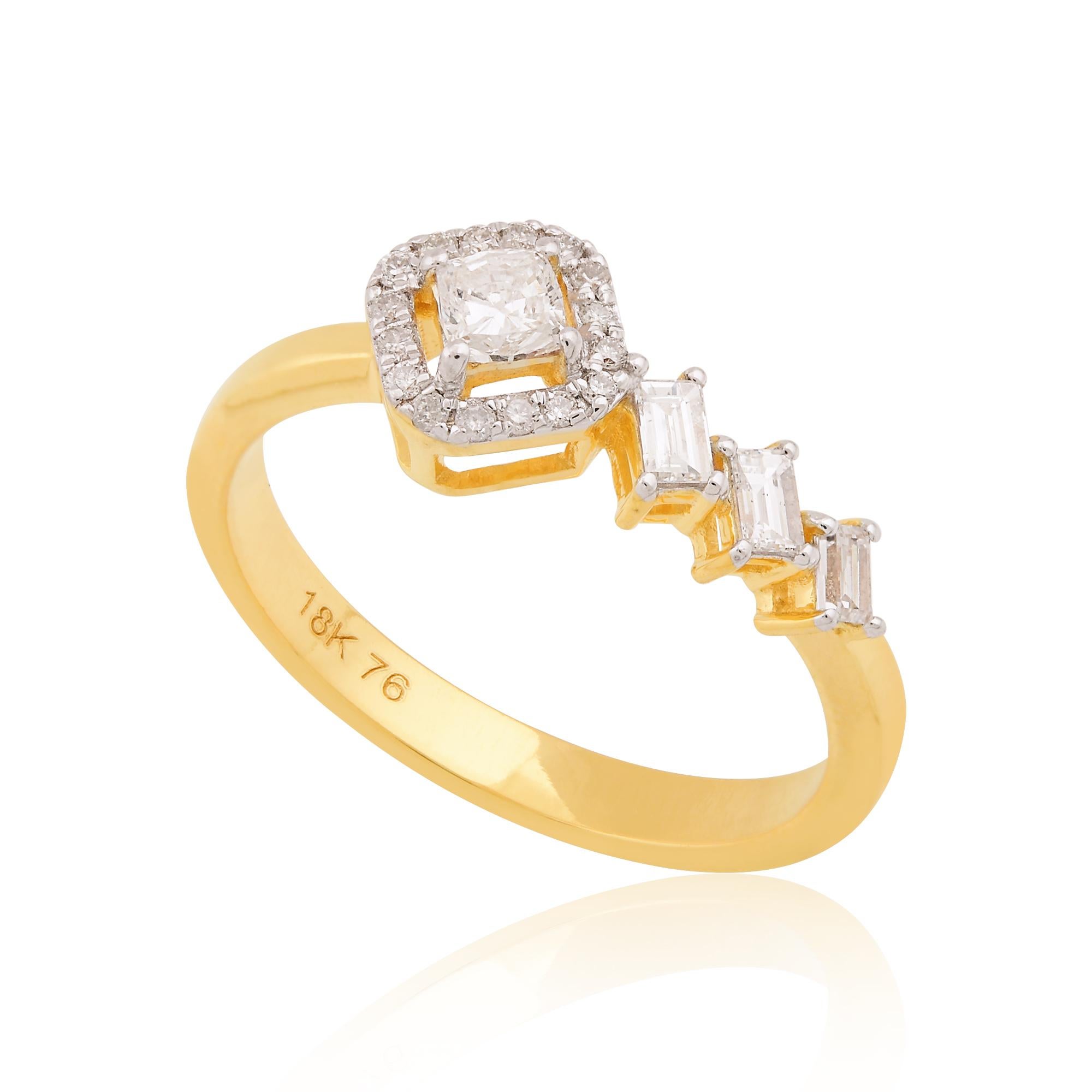 For Sale:  0.4 Carat SI Clarity HI Color Diamond Designer Ring 18 Karat Yellow Gold Jewelry 3