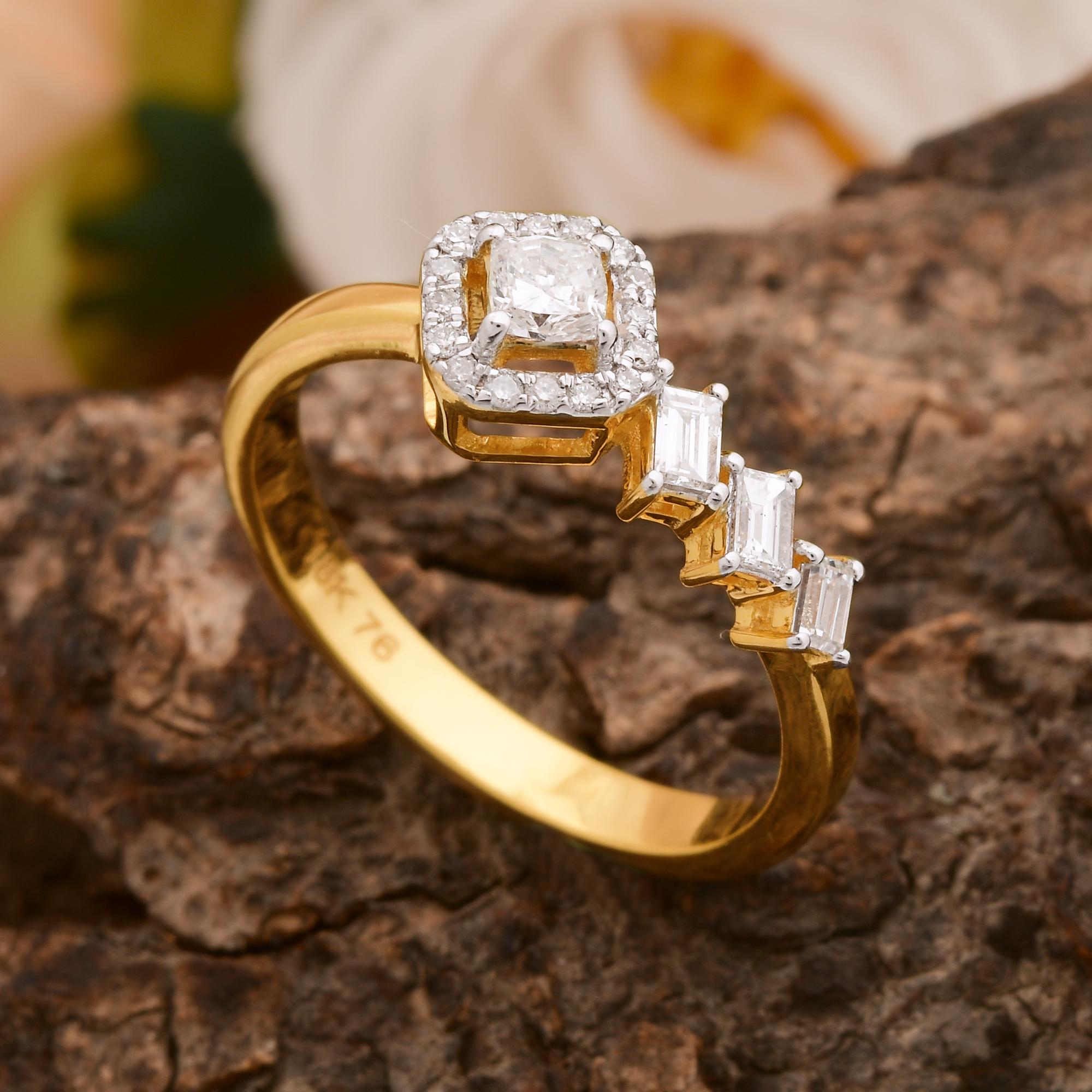 For Sale:  0.4 Carat SI Clarity HI Color Diamond Designer Ring 18 Karat Yellow Gold Jewelry 5