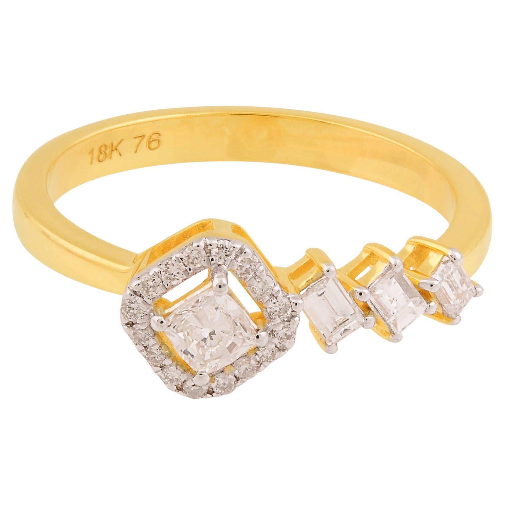 Bague en or jaune 18 carats avec diamant de 0,4 carat, pureté SI, couleur HI.