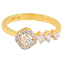 0.4 Carat SI Clarity HI Color Diamond Designer Ring 18 Karat Yellow Gold Jewelry