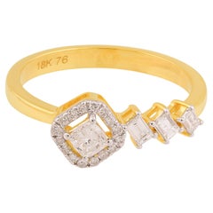 0,4 quilates SI Claridad HI Color Diamante Anillo de diseño Joyas de oro amarillo de 18 quilates