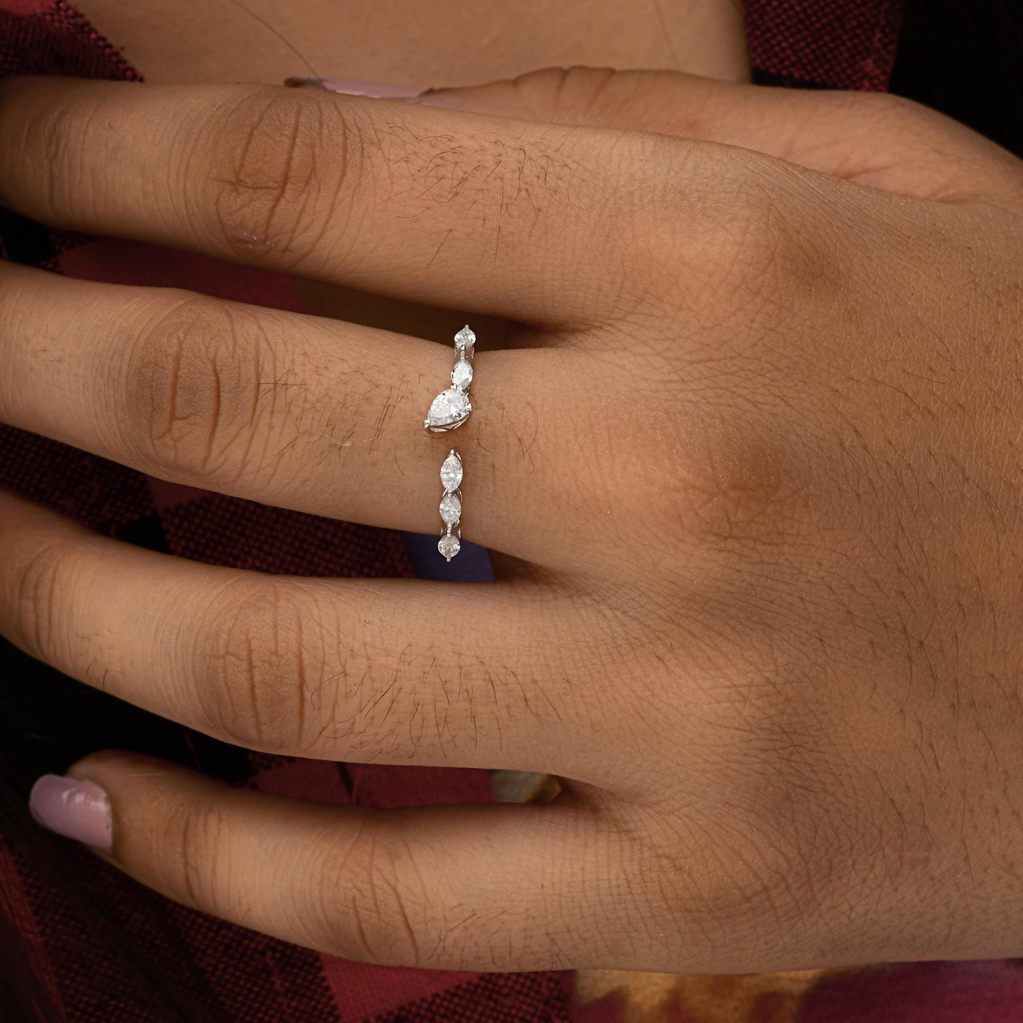 0,4 quilates SI/H Pera Marquesa Diamante talla brillante Anillo puño Oro blanco 14 quilates Corte pera en venta