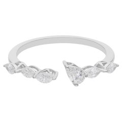 0.4 Carat SI/H Pear Marquise Brilliant Cut Diamond Cuff Ring 18 Karat White Gold