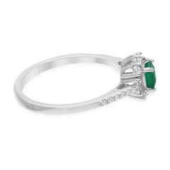 0.3 Ct. SI/H Baguette Diamond 0.4 Carat Zambian Emerald Ring 18K White Gold