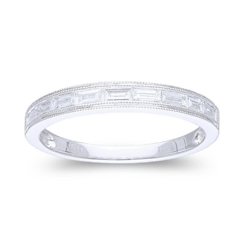 Modern 0.4 Ct Diamonds in 14K White Gold Wedding Band 1981 Classic Collection Ring For Sale