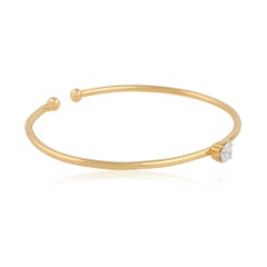 0.4 Ct SI/HI Solitaire Diamond Cuff Bangle Bracelet 18 Karat Yellow Gold Jewelry