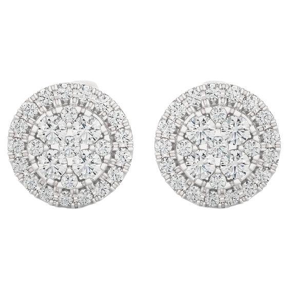 0.4 CTW Diamond Moonlight Round Stud Earring in 14K White Gold For Sale