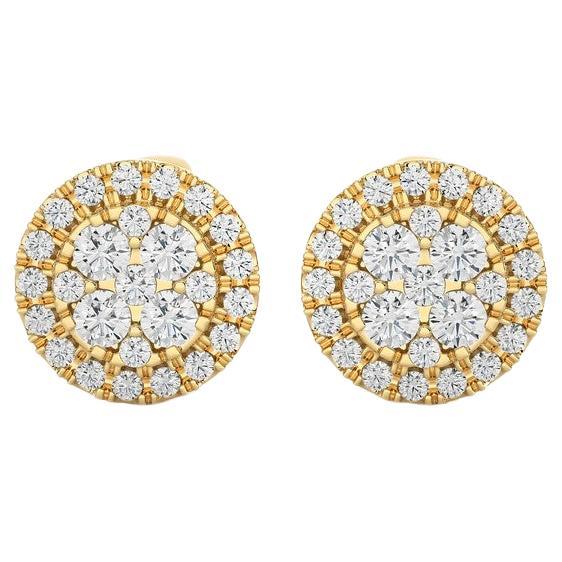 Clous d'oreilles ronds Moonlight en or jaune 14 carats avec diamants 0,4 carat