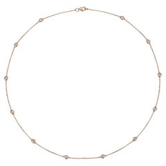 0.40 Carat 12- Station Diamond by the Yard Necklace in 18 Karat Gold