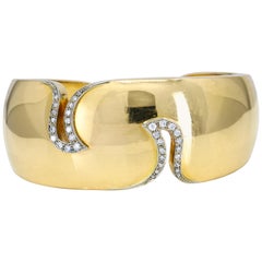0.40 Carat 18 Karat Yellow Gold Diamond Bangle Bracelet Signed SB