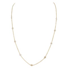 0.40 Carat 9 Station Diamond by the Yard Necklace 14 Karat Yellow Gold
