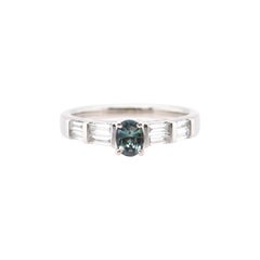 0.40 Carat Alexandrite and Diamond Ring Set in Platinum