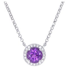 0,40 Karat Amethyst-Anhänger aus 18 Karat Weißgold mit weißem Diamanten.